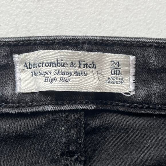 Abercrombie and Fitch Black Super Skinny Ankle High Rise Jean Size 24 / 00S - Picture 3 of 10